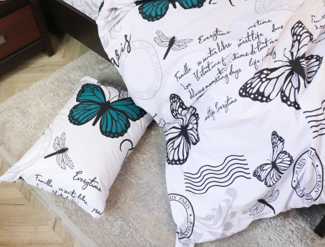 Полуторний набір постільної білизни 150*220 із Бязі "Gold" №151597 Черешенка™