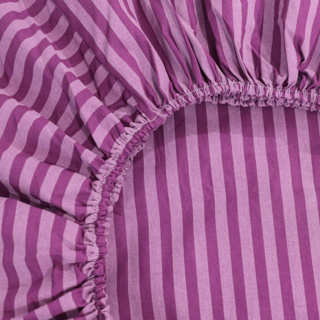 Простынь на резинке (90*200*25) фиолетовая полоска №660100