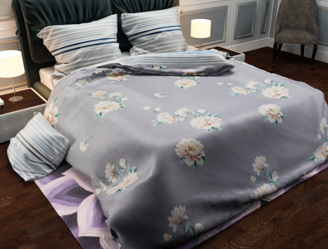 Двоспальний набір постільної білизни 180*220 із Бязі "Gold" з простирадлом на резинці №144682AB Черешенка™