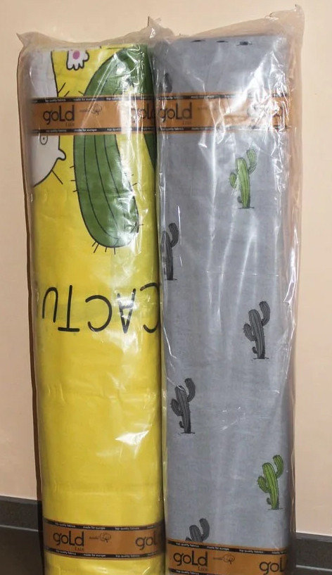 Тканина для постільної білизни Бязь "Gold" Lux  "Кактуси" GL955 (A+B) - (50м+50м)