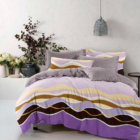 Ткань для постельного белья Бязь "Gold" Lux "Волны (сиреневый)" GL1639 (A+B) - (50м+50м)