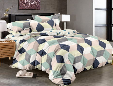 Ткань для постельного белья Бязь "Gold" Lux "Светло-темный куб" GL054 (A+B) - (50м+50м)