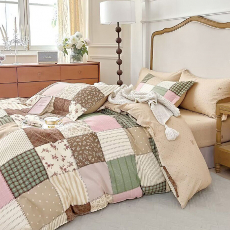 Евро макси набор постельного белья 200*220 из Бязи "Gold" с простынью на резинке №145076AB Черешенка™