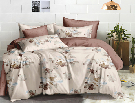 Двоспальний набір постільної білизни 180*220 із Сатину №119AB Черешенка™