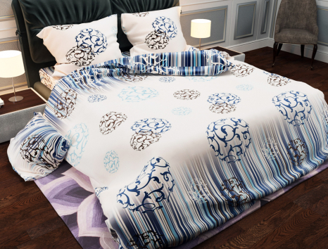 Ткань для постельного белья Бязь "Gold" Lux "Геометрический (синий)" GL833.