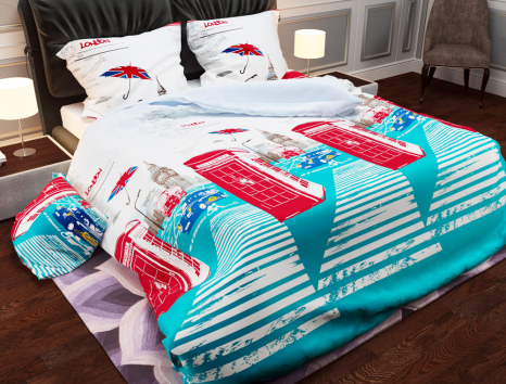 Тканина для постільної білизни Бязь "Gold" Lux "Лондон (архітектура)" GL794