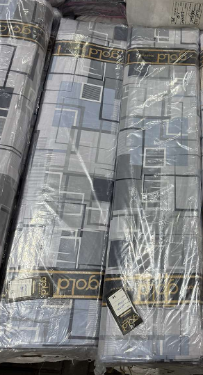 Тканина для постільної білизни Бязь "Gold" Lux з геометричним принтом GL1731grey