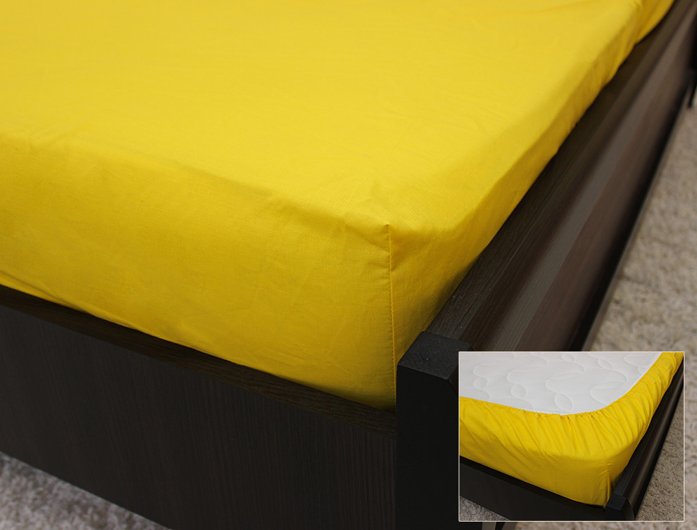 Простирадло на резинці (160*200*25) жовте №0758