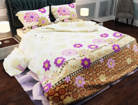 Ткань для постельного белья Бязь "Gold" Lux "Цветочный принт (стилизированный)" GL633