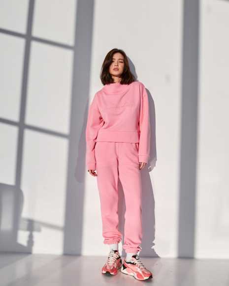Жіночий костюм із джогерами (Розмір S) рожевий №215_0021