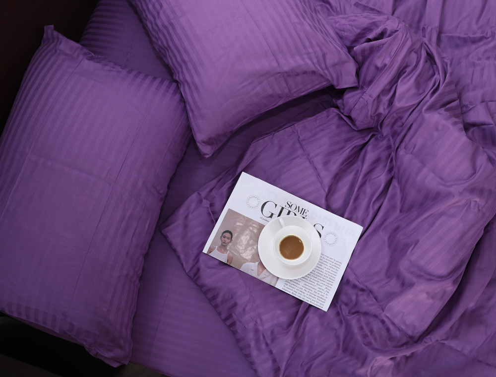 Євро-максі набір постільної білизни 200*220 зі Страйп Сатину №18-3218 Черешенка™