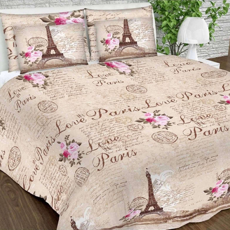 Ткань для постельного белья Бязь "Gold" Lux "Любовь к Парижу" GL3963