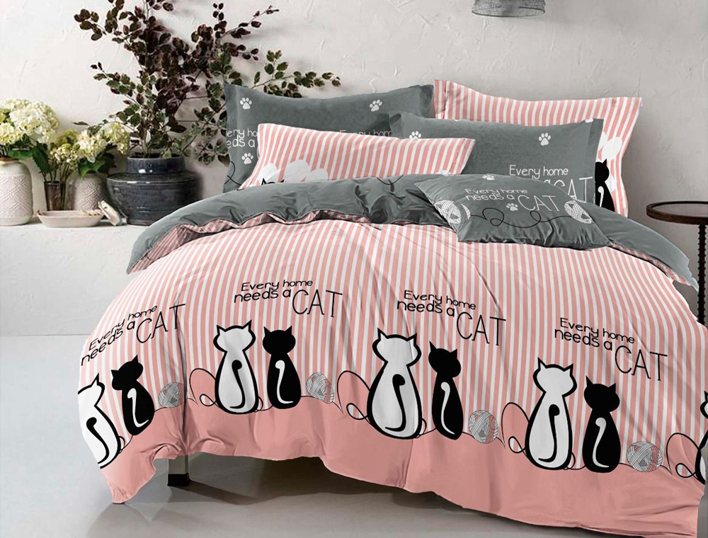 Євро-максі набір постільної білизни 200*220 із Бязі "Gold" з простирадлом на резинці №14333AB Черешенька™