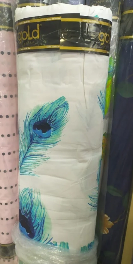 Ткань для постельного белья Бязь "Gold" Lux "White & Blue Flowers" GL4031