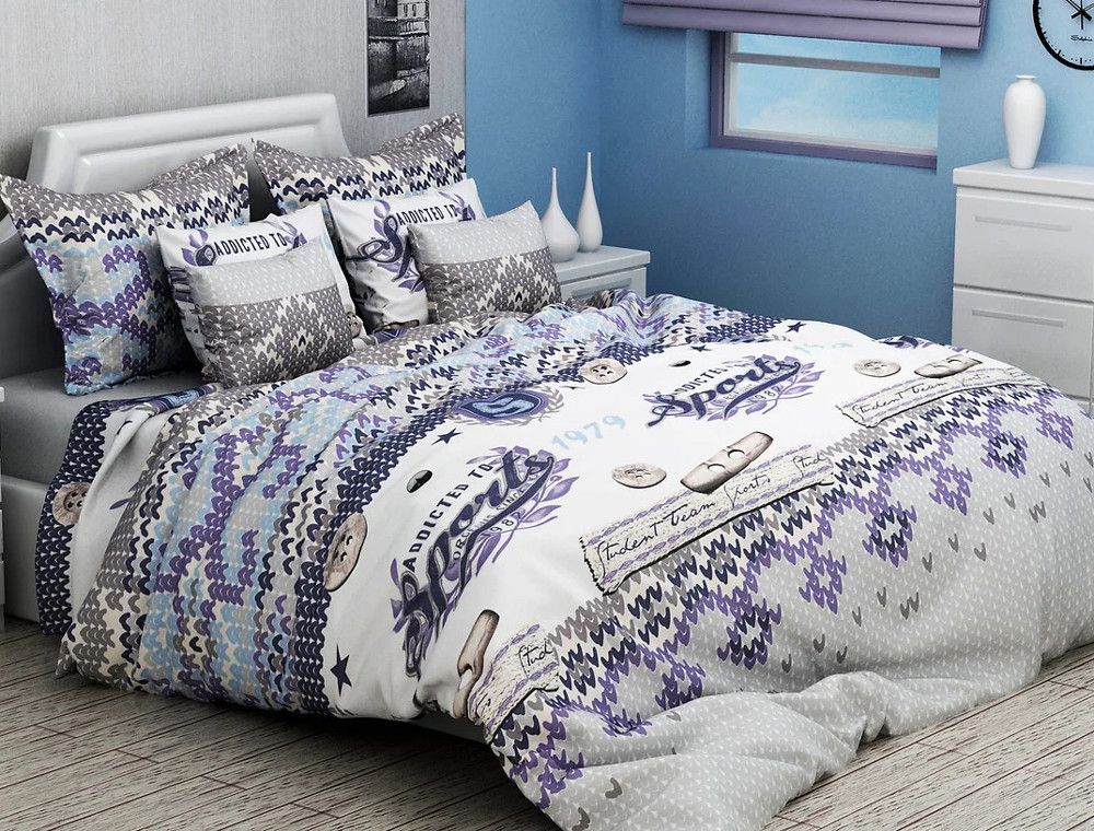 Ткань для постельного белья Бязь "Gold" Lux GL2078blue