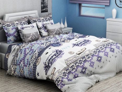 Ткань для постельного белья Бязь "Gold" Lux GL2078blue