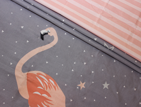 Тканина для постільної білизни Бязь "Gold" Lux "Яскраві фламінго" GL1314 (A+B) - (50м+50м)