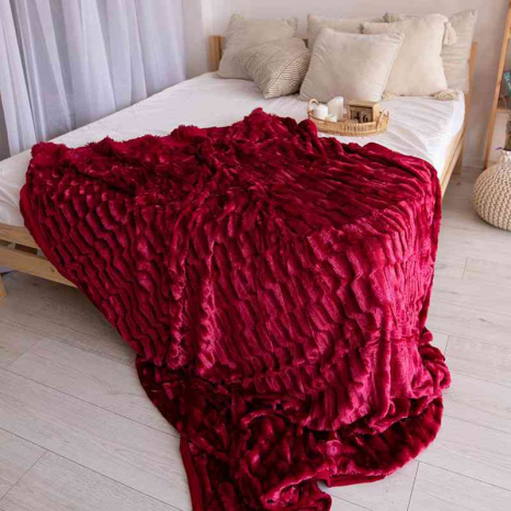 Двостороннє евро-максі покривало-плед "норка" (230*200) - червоне