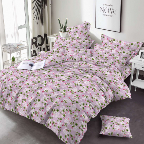 Ткань для постельного белья Бязь "Gold" Lux "Цветочный принт (розовый)" GL2938