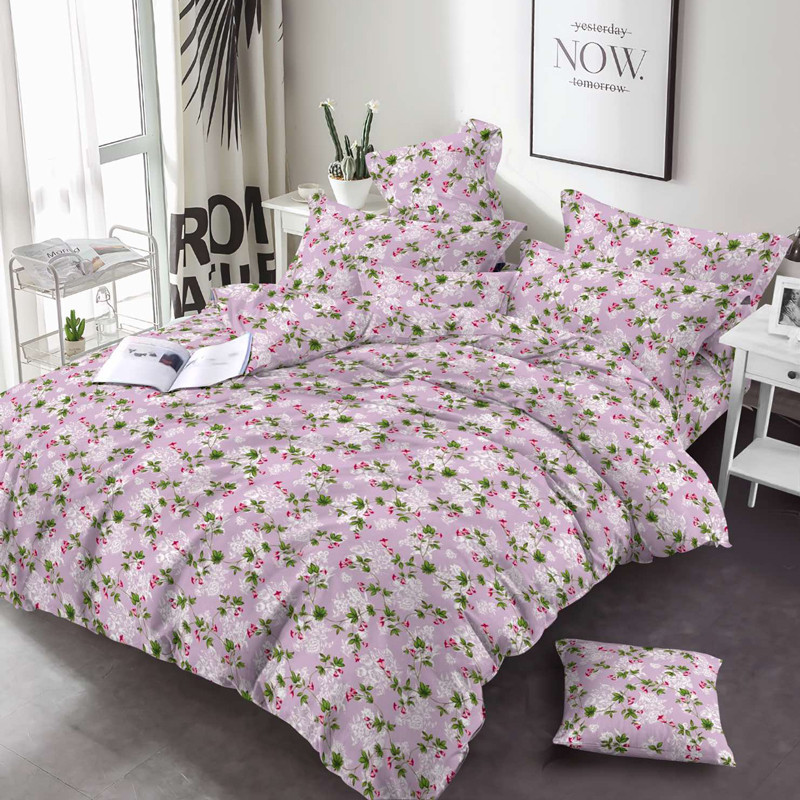 Ткань для постельного белья Бязь "Gold" Lux "Цветочный принт (розовый)" GL2938