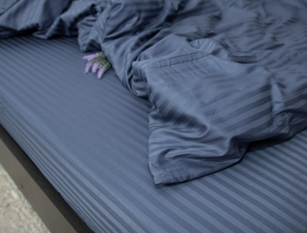 Семейный набор хлопкового постельного белья из Страйп Сатина №503928 Черешенка™