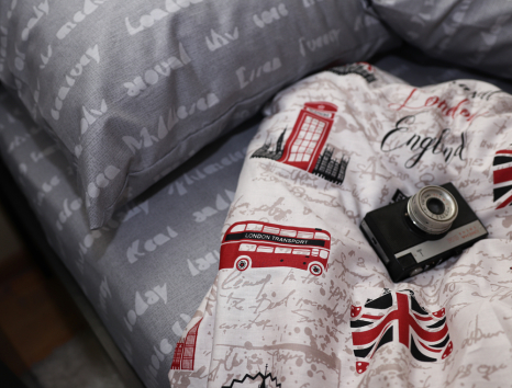 Полуторный набор постельного белья 150*220 из Сатина №022AB Черешенка™