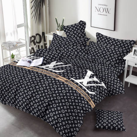 Тканина для постільної білизни Бязь "Gold" з логотипом LOUIS VUITTON GL3750black