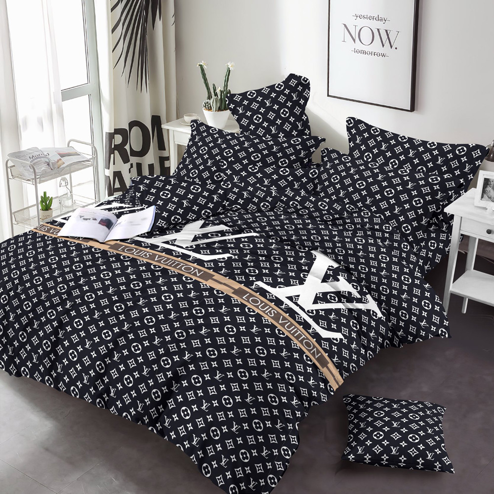 Тканина для постільної білизни Бязь "Gold" з логотипом LOUIS VUITTON GL3750black