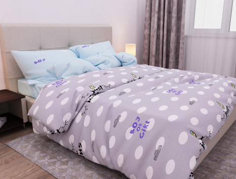 Полуторный набор постельного белья 150*220 из Бязи "Gold" №154079AB Черешенка™