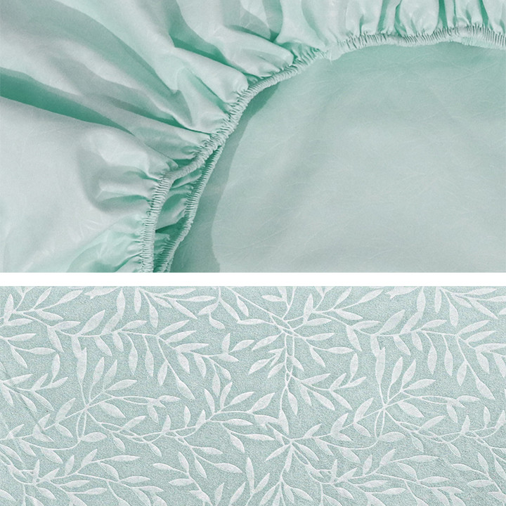 Простирадло на резинці (140*200*25) з гілочками, бірюзове №2319