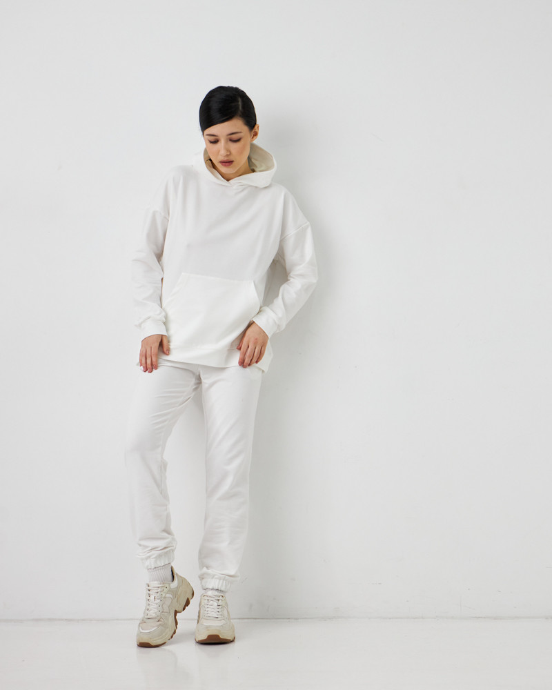 Женский спортивный костюм с капюшоном (Размер S) белый №20222139