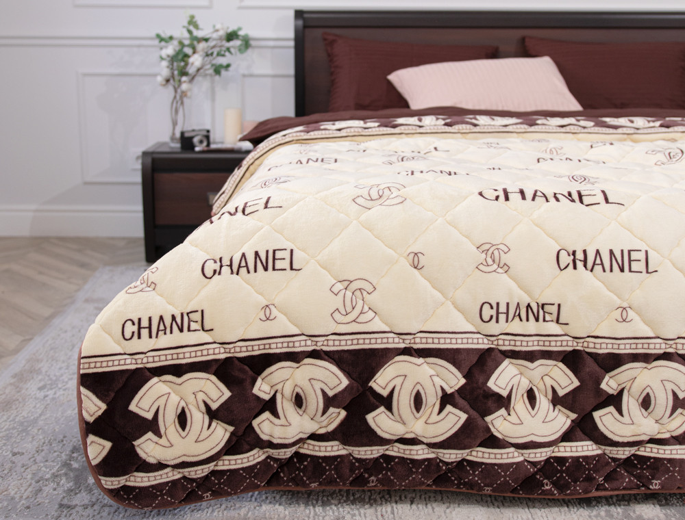 Полуторне флісове стьобане покривало №55001