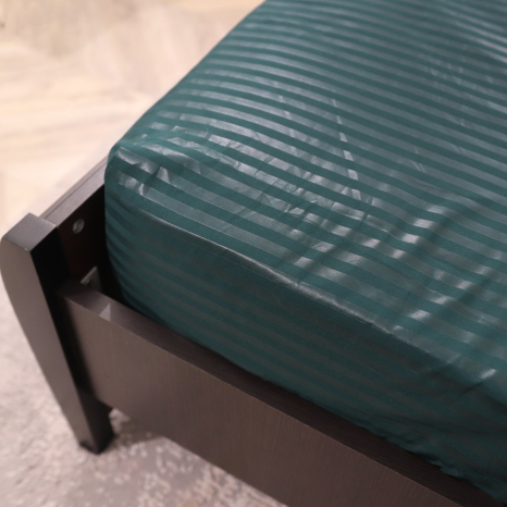 Простирадло на резинці (90*200*25) зелена смужка №60011