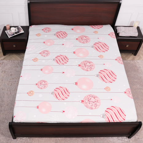 Простыня на резинке (90*200*25) серая с новогодним принтом №661132