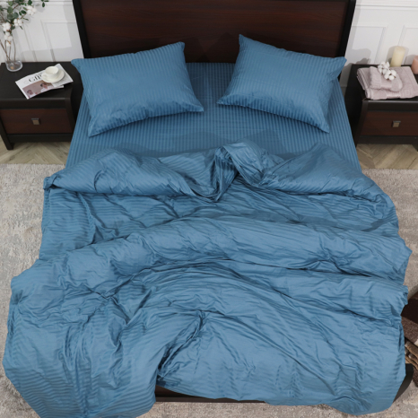 Сімейний набір постільної білизни з Страйп Сатину №544220