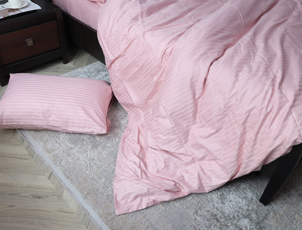 Євро-максі набір постільної білизни 200*220 зі Страйп Сатину №15-1611 Черешенка™