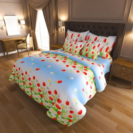Сімейний набір постільної білизни із Бязі "Gold" №157019Blue Черешенка™