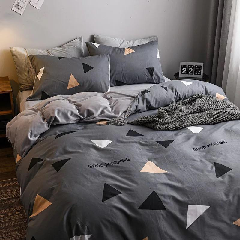 Тканина для постільної білизни Бязь "Gold" Lux "Доброго ранку - кольорові трикутники" GL1584 (A+B) - (50м+50м)