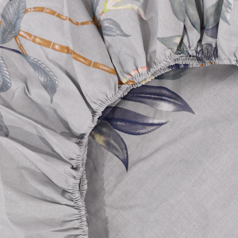 Простирадло на резинці (160*200*25) сіре з квітковим принтом №669126