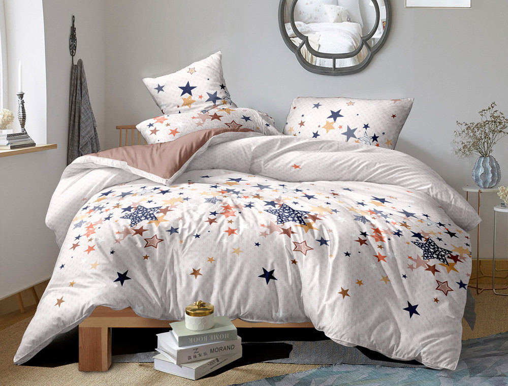 Двоспальний набір постільної білизни 180*220 із Сатину №1782AB Черешенка™