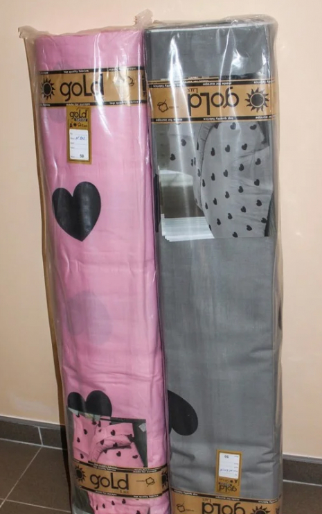 Тканина для постільної білизни Бязь "Gold" Lux "Серця" GL1202 (A+B) - (50м+50м)