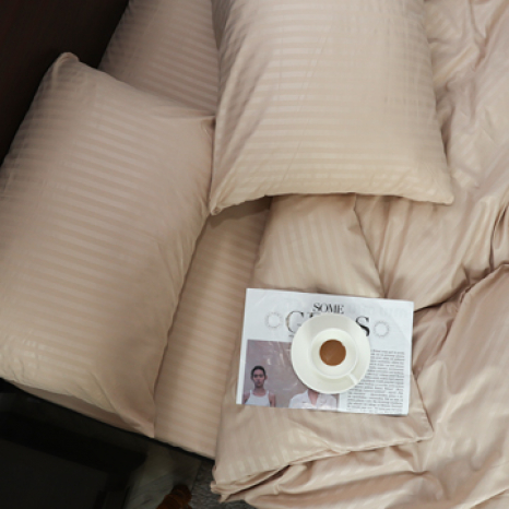 Двоспальний набір постільної білизни 180*220 із мікрофібри в смужку №206006 Черешенка™