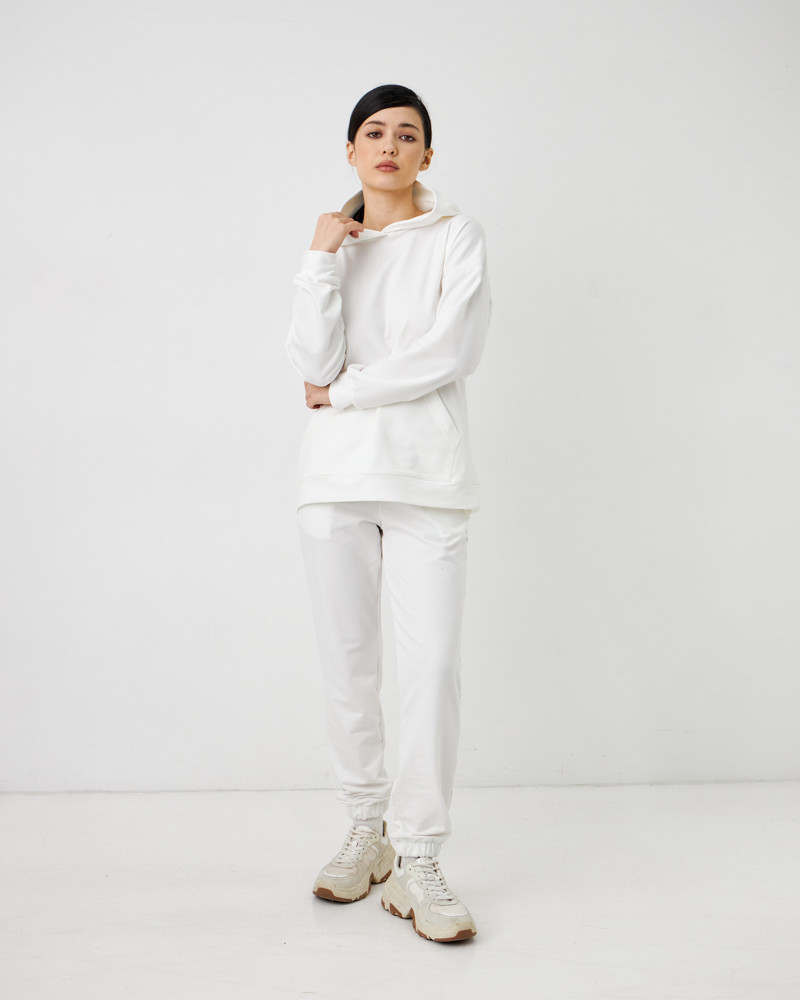 Женский спортивный костюм с капюшоном (Размер S) белый №20222139