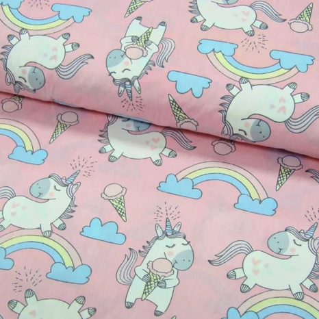 Ткань для постельного белья Бязь "Gold" Lux "Единорожки" детская GLB155