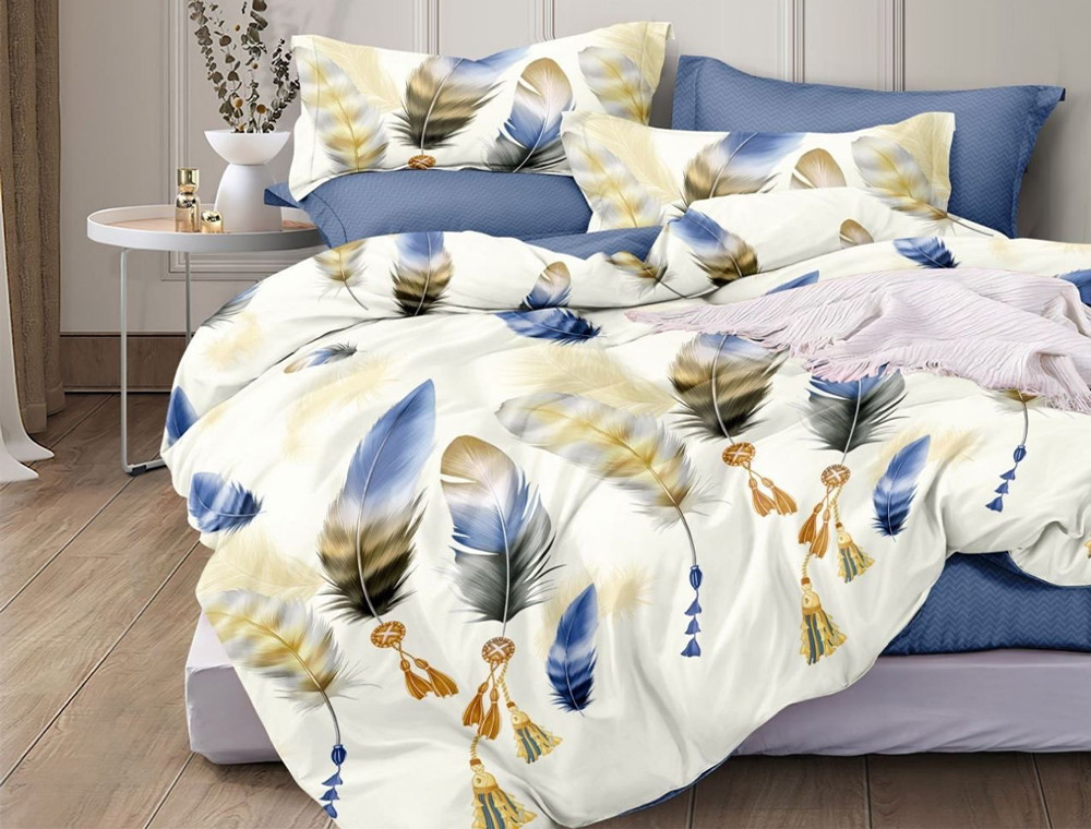 Євро-максі набір постільної білизни 200*220 із Бязі "Gold" з простирадлом на резинці №14150AB Черешенка™