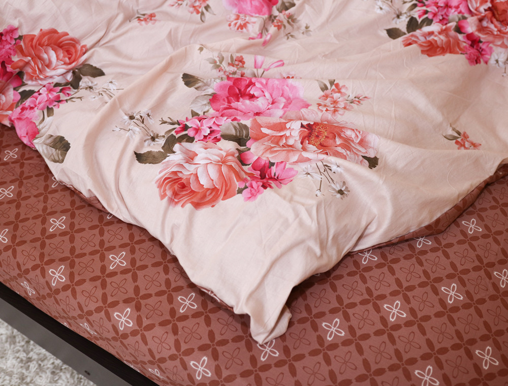 Полуторный набор постельного белья 150*220 из Сатина №065AB Черешенка™