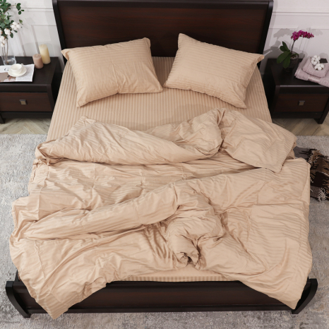 Сімейний набір постільної білизни зі Страйп Сатину №14-1209 Черешенка™