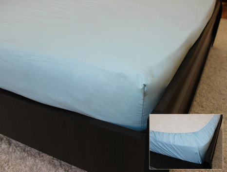 Комплект простыни на резинке с наволочками (160*200*25) светло-голубой