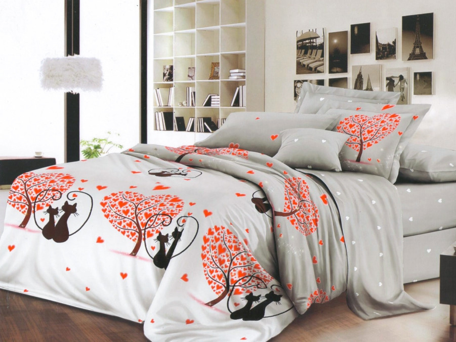 Тканина для постільної білизни Ранфорс "Пара котиків" R-35 (A+B) - (50м+50м)