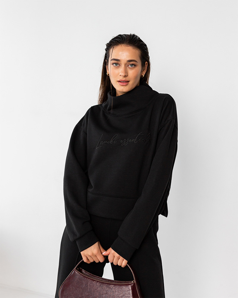 Жіночий костюм зі штанами палаццо (Розмір S) чорний №205_0020